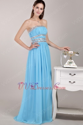 Aqua Blue Chiffon Fabric Designer Prom Dress For Lady