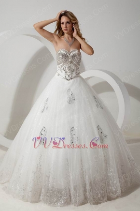 Luxurious Crystals Basque Corset Cathedral Train Wedding Dresses