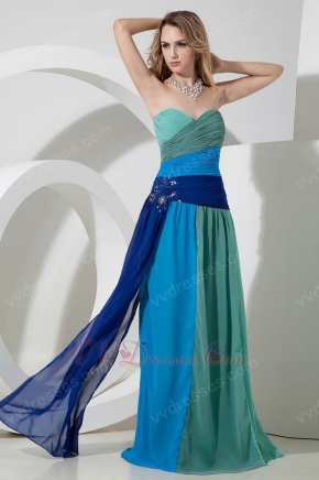 Colorful Chiffon Contrast Color Sweetheart Prom Evening Dress