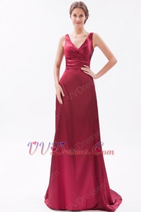 Pretty V-Neck Dropped Waist Cardinal Red Evening Dress