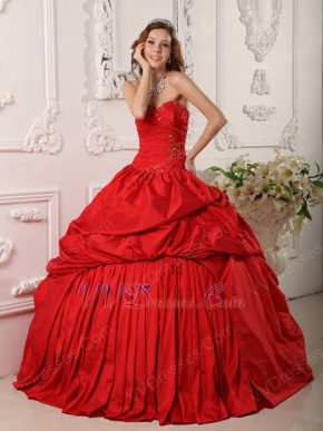 Pretty Crimson Floor Length Dress For Quinceanera Party