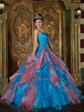 Orange Pink and Azure Ombre Puffy Skirt Quince Gowns 2014