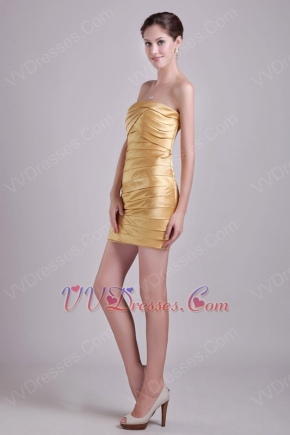 Golden Strapless Short 2014 Design Graduation Dress