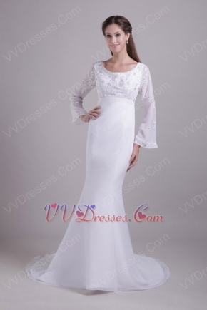 Long Chiffon Sleeves Trumpet Mother Of The Bride Dress