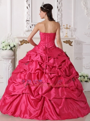 Deep Rose Pink Beading Emberllish Quinceanera Dress