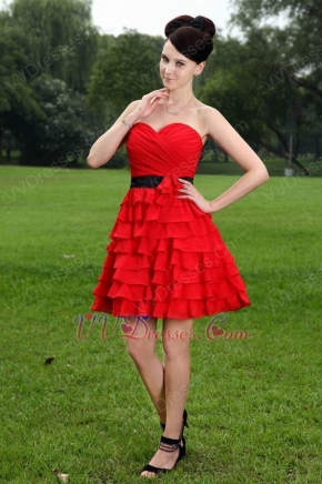 Sweetheart Wine Red Chiffon Short Dress To Sweet 16 Party