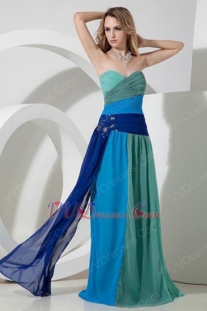 Colorful Chiffon Contrast Color Sweetheart Prom Evening Dress