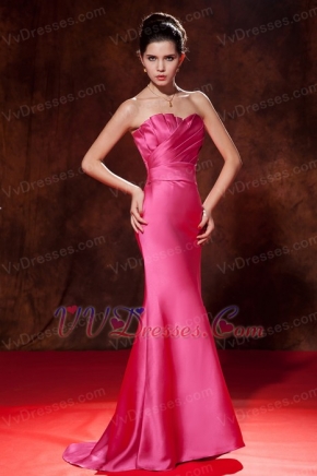 Mermaid Strapless 2014 Hot Pink Dress For Party Wear Inexpensive