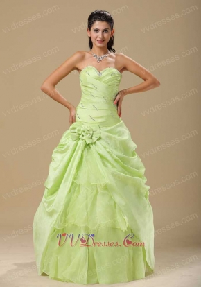 Apple Yellow Green Taffeta Skirt Prom Ball Gown Open Organza Inside