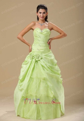 Apple Yellow Green Taffeta Skirt Prom Ball Gown Open Organza Inside