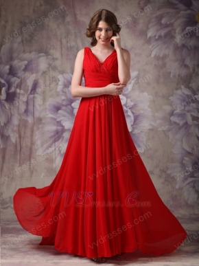V-neck Dark Red Chiffon Zipper Otherside Best Prom Dress UK