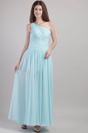 Light Blue Empire One Shoulder Style Prom Dress Pretty