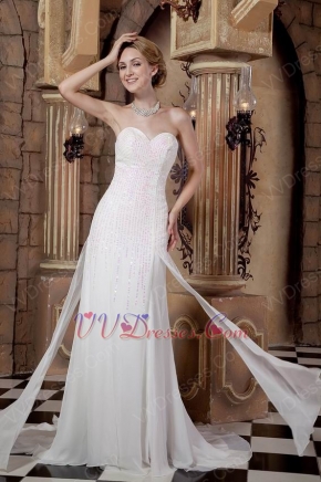 Purchase Sequin Fabrci Ivory Wedding Dress With Side Drapping