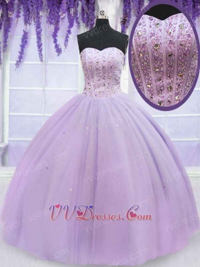 Lilac Layers Thin Tulle Pageant Quinceanera Ball Gown Fluffy With Big Petticoat