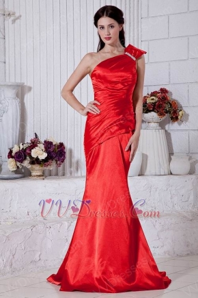 Discount One Shoulder Mermaid Silhouette Scarlet Evening Dress