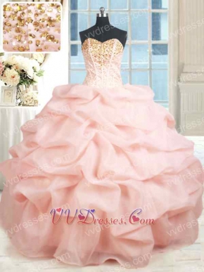 Floor Length Blush Bubble Sweet 16 Ball Gown Detachable Two Pieces Top and Bottom