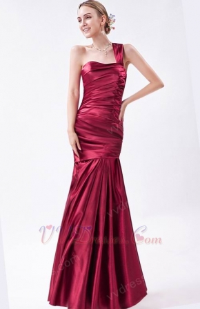 One Shoulder Column Corset Mermaid Cardinal Evening Dress