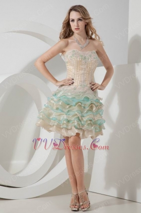 Colorful Layers Skirt Hand Made Short Prom Dress With Beading
