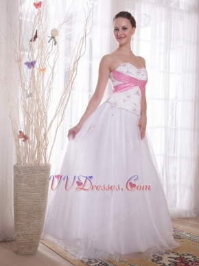 Sweetheart Beaded Bodice White Tulle Winter Prom Dress