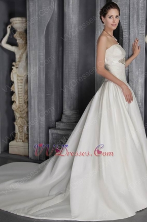 Lace Strapless A-line Floor Length Ivory Wedding Dress