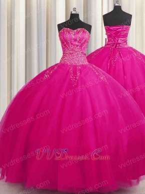 Fluffy Layers Mesh Gauze Tulle Fuchsia Quinceanera Ball Gown Online Cheap