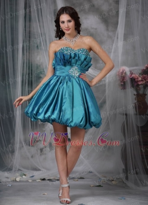 Teal Blue Sexy Mini-length Dancing Dress For Girl Knee Length Sexy