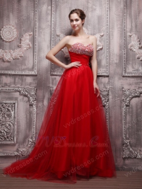 Long Skirt Red A-line Evening Dress Top Designer 2014