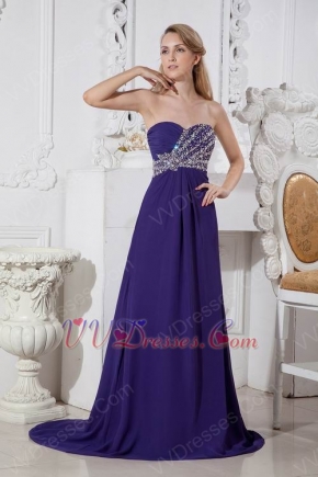 Elegant Crystal Purple 100D Chiffon Evening Dress Shop