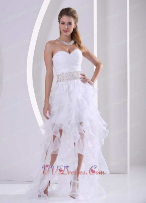 Stylish Design Own Prom Dress Pure White Organza Ruffles Cascade