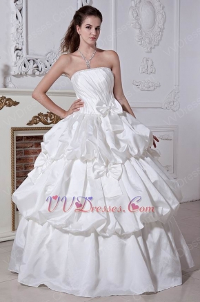 Unique Strapless Ivory Stain Bubble Skirt Bridal Wedding Dress