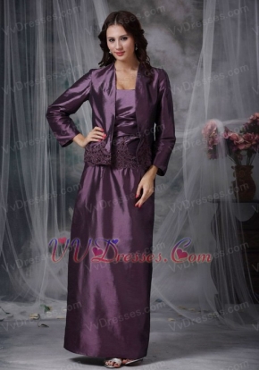 Dark Purple Strapless Mother Of Bride Dress And Coat Modest