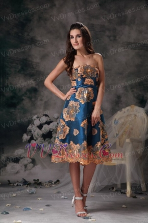 Colorful A-line Strapless Printing Prom Dress Knee Length Sexy