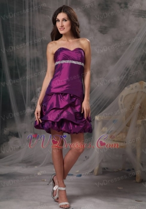 Dark Purple Amaranth Women Wear Prom Dress By Taffeta Knee Length Sexy