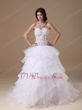 Popular Transparent Appliqued Bodice Layers Hot Selling Bridal Dress