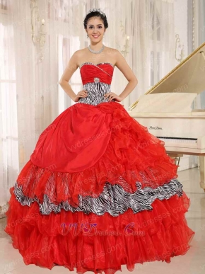 Unlimited Wholesale Price Red Quinceanera Ball Gown With Zebra