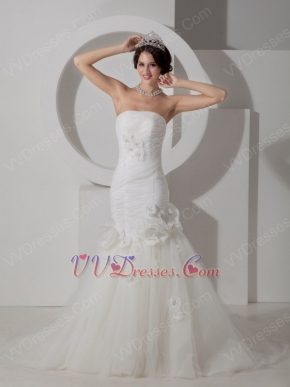 Cheap Mermaid Skirt Wedding Bridal Dress With Flowers Decorate