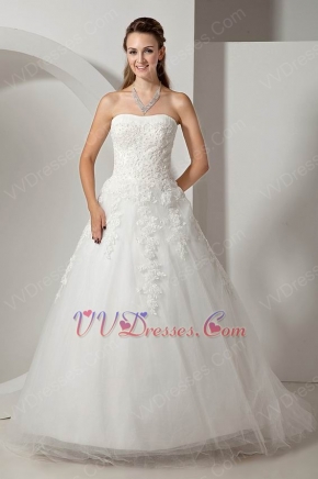 Discount Sweetheart Appliques Corset Ivory Net Wedding Dress