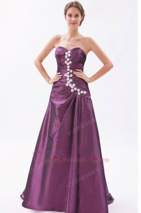 Pretty Medium Orchid Split Skirt Prom Dress With Applique