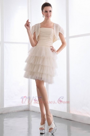 Cream Short Layers Chiffon Prom Dress With Chiffon Jacket