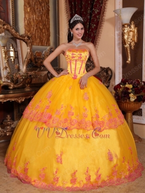 Strapless Marigold Quince Ball Dress By 2014 Top Designer