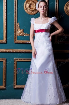 Perfect Square Cap Sleeves White Wedding Dress In Indiana