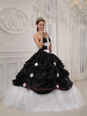 Pretty Sweetheart Black And White A-line Skirt Quinceanera Gown