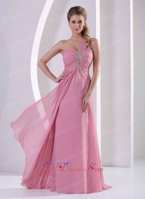 One Shoulder Floor-length Pearl Pink Femme Evening Dress Hot Selling