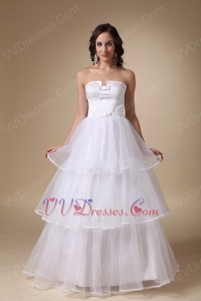 Strapless Organza Cascade Floor Length Wedding Dress For Woman