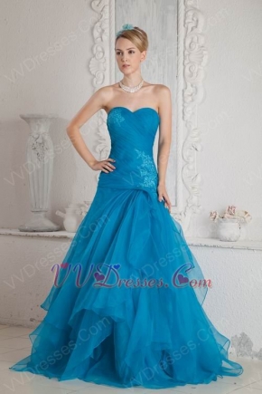 Cheap Aline Layers Floor Length Azure Evening Dress