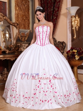 Strapless Basque Waist White Quinceanera Dress With Applique