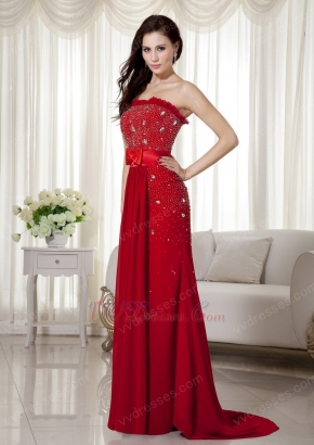 Floor Length Skirt Wine Red Female Prom Dress With Bowknot
