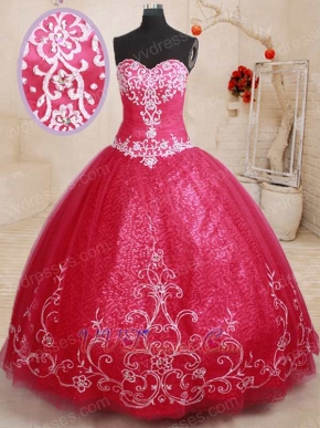 New Look Fuchsia Flat Mesh Embroidery Quinceanera Military Gown Shiny Sequin Lining