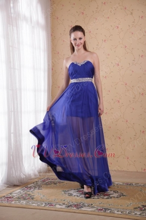 Empire Waist Sweetheart Translucent Royal Blue Prom Dress