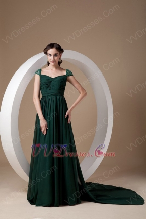 Cheap Watteau Train Dark Green Mother Of The Bride Dress